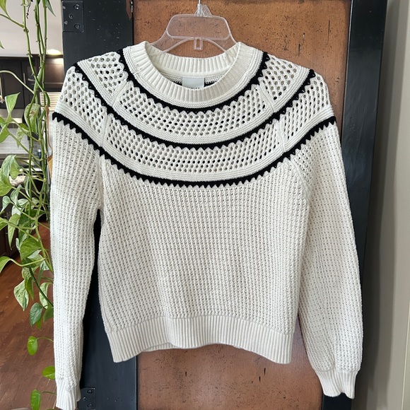 Varley Padbury Pointelle Knit Sweater white sz M - Picture 2 of 4